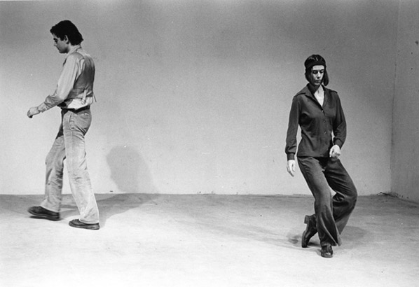 Yvonne Rainer, "Trio A," 1966. Performed as part of "This is the story of a woman who…," Theater for the New City, New York, 1973. Performers : John Erdman and Yvonne Rainer.